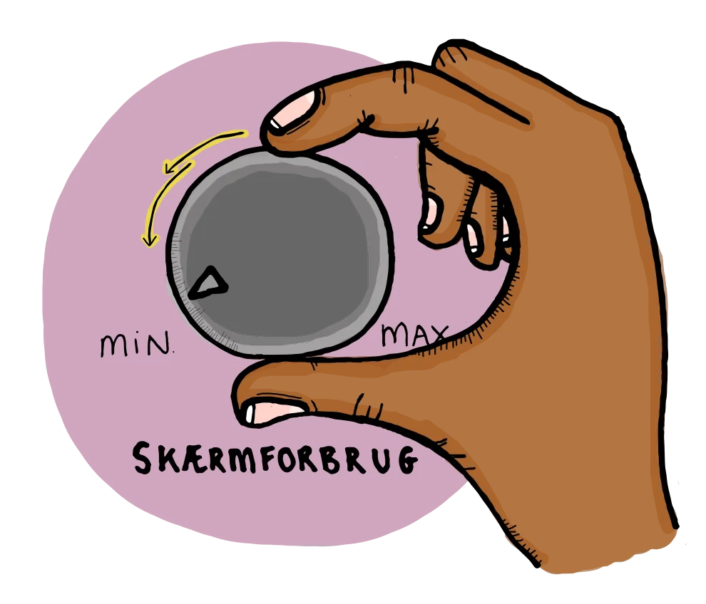 Gymnasier skal skru ned for skærmbrug. Illustration af Sofie Hvitved